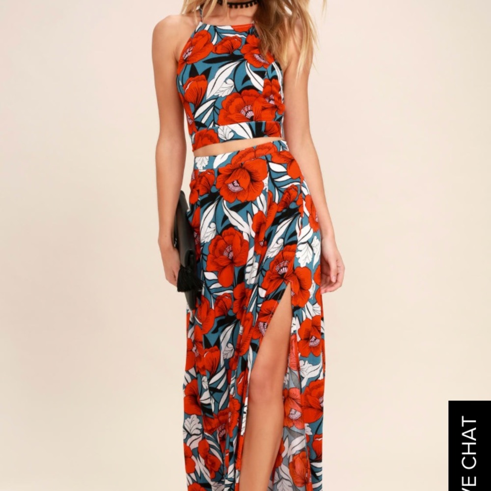 Lulu's Back to your roots floral two piece maxi
